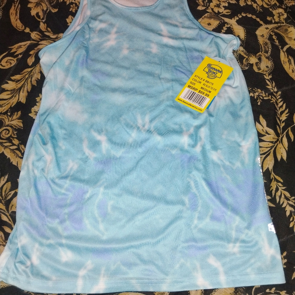 Blue and White Tie-Dye Tank Top
